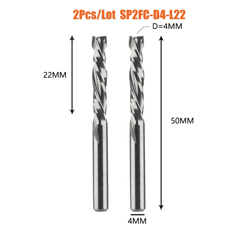 2PCS/LOT Compression Milling Cutter work DOWN Cut Two Flute Spiral Carbide Milli - £460.81 GBP