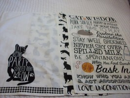 Cotton Tea Towels with Cat Designs - Set of 3 - £11.86 GBP