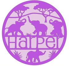 Personalized Elephant name plaque wall hanging sign – two laser cut layers - $35.00