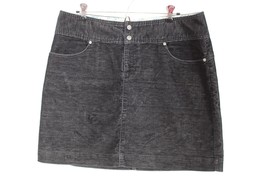 Athleta 14 Gray Vintage Ridge Corduroy Pencil Mini Skirt Drawstring Zip ... - $25.64