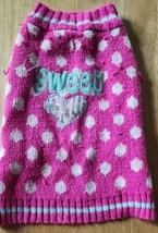 Polka Dot Sweet Heart Sequined Dog Sweater, Pink, Small/Medium - £6.25 GBP
