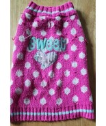 Polka Dot Sweet Heart Sequined Dog Sweater, Pink, Small/Medium - £6.15 GBP