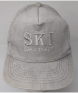 Vintage Lake Tahoe SKI Skiing Gray Corduroy Snapback Baseball Hat Cap 80... - $34.03