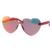 Monoblock Heart Shape Sunglasses Womens Fashion Mirror Lens UV 400 - £16.86 GBP+
