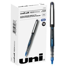 Uniball Vision Needle Rollerball Pens, Blue Pens Pack of 12, Micro Pens ... - £28.78 GBP