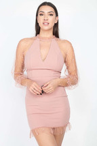 Women&#39;s Pearl Trim Mesh Bodycon Dress - $12.80