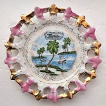 Decorative Porcelain Hangable 5&quot; Plate Florida Beach Palm Trees Flamingo... - $17.79