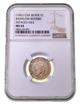 1961 CSA Silver 1C Bashlow Restrike Defaced Dies Graded by NGC as MS-62 - £203.62 GBP