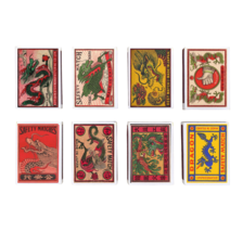 Set of 8 Match Boxes DRAGON themed label Vintage Style Matchox Holder box - $8.90