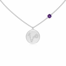 Authenticity Guarantee 
ANGARA 4mm Natural Amethyst Pisces Constellation Meda... - £350.58 GBP+
