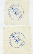 Hotel Carlton Elite Paper Coasters / Doilies Zurich Switzerland 1950&#39;s - £14.46 GBP