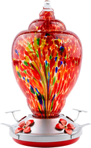 Hummingbird Feeder for Outdoors Patio Large 32 Ounces Colorful Hand Blow... - £27.96 GBP