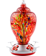 Hummingbird Feeder for Outdoors Patio Large 32 Ounces Colorful Hand Blow... - £27.73 GBP
