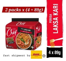 Mamee Chef Curry Laksa Instant Noodles 2 packs (4 x 89g) - fast shipment by DHL - £55.31 GBP