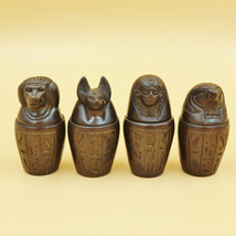 Collection Set 4 Egyptian Ancient Canopic Jars Organs Storage Funerary Statues - $23.24