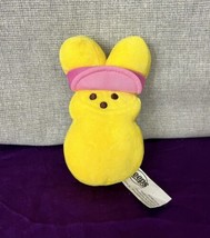 Peeps Plush 5.5” Yellow Bunny w/ Pink Visor Just Born Peep 2022 - £7.66 GBP