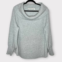 SOFT SURROUNDINGS 100% Cashmere gray ribbed wide neck ballon sleeve sweater Med - £34.23 GBP