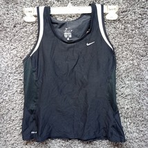 Nike Dri Fit Athletic Shirt Women Large Black Sleeveless Tank Top Swoosh - £13.11 GBP