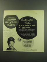 1949 Columbia Records Ad - Bidu Sayao - Uninterrupted Music up to 50 Minutes - $18.49