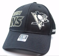 Pittsburgh Penguins Reebok MO86Z NHL Mesh Back Stretch Fit Hockey Cap Hat L/XL - £16.40 GBP