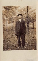 Man Standing Outdoor Portrait RPPC Real Photo Postcard 1908 Dunwald Family - £7.62 GBP