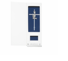 6&quot; Silver Plated Metal Wall Cross With Centered Kneeling First Communion Boy - £31.96 GBP