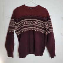 Eddie Bauer Mens 100% Lamb&#39;s wool Chunky sweater Size Large - £22.30 GBP