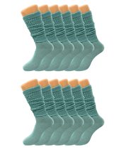 AWS/American Made 12 Pairs Slouch Scrunch Knee High Socks for Women Shoe Size 5  - $40.58