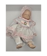 Vintage Porcelain Baby Doll in Pink Bonnet &amp; Lace Dress – Sleeping Eyes ... - $281.01 MXN