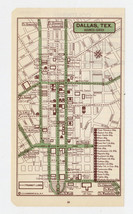 1951 Original Vintage Map Of Dallas Texas Downtown Business Center - £16.85 GBP