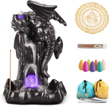 YAJODI Ceramic Dragon Backflow Incense Holder Waterfall Incense Burner, Smoke In - £27.35 GBP
