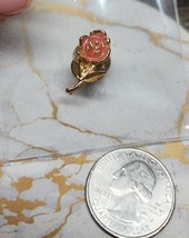 Rose Flower Gold Tone Vintage Lapel Pin - $7.75