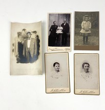 Antique Lot of 5 Sepia Victorian Photographs Family Portraits OOAK Estate Find - £15.81 GBP