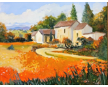 Original Oil Painting R. McMahon CHATEAU AVIGNON Tuscany Farmhouse Villa - $149.00