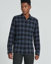 J Brand Mens Button-Down Check Print Casual Shirt in Blue Night/Black-XL - £39.94 GBP