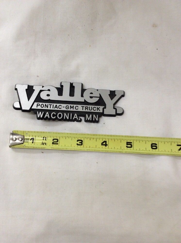 Primary image for VALLEY PONTIAC-GMC TRUCK WACONIA  vintage Car Dealer Plastic Emblem Badge Plate