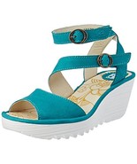 FLY London Yisk837FLY Verdigris Wedge Sandal EU 40 - $97.99