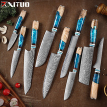 XITUO 9 Pc Damascus Steel Chef Knife Sharp 67 layers Japanese Kitchen Knives Set - £188.54 GBP