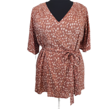 Isabel Maternity Leopard Print Short Sleeve V Neck Woven Blouse Top Size XXL - £5.63 GBP