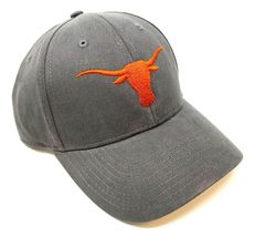 National Cap MVP Texas Longhorns Mascot Logo Dark Grey Curved Bill Adjustable Ha - £20.32 GBP