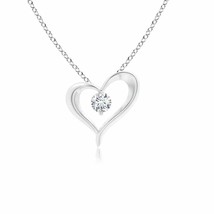 ANGARA 3mm Solitaire Diamond Ribbon Heart Pendant in 14K White Gold - £325.76 GBP