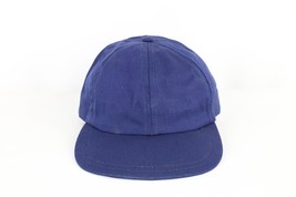 NOS Vtg 60s Streetwear Blank Leather Lined Fitted Baseball Hat Navy USA 7 1/8 - £38.88 GBP