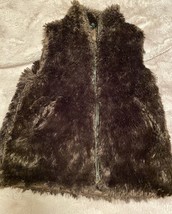 womens collared Zipper Front Fitted fuzzy vest brown Small - $24.30