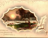 Greetings For Christmas Fishing Scene 1910s Postcard Meissner Highest Award - $8.65