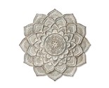 Mandala Flower Wall Plaque Cement 10&quot; Diameter Textural Detailing Gray - $36.62