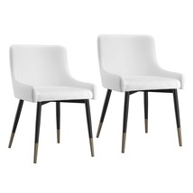 Set of 2 Modern Faux Leather and Metal Side Chair in White - £471.65 GBP