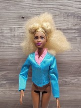 Vintage Barbie Doll Coat Pink And Blue Satin Ruffle - £4.43 GBP