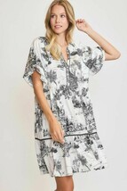 Umgee Full Size Two Tone Landscape Print Dress Plus Size - £41.29 GBP+