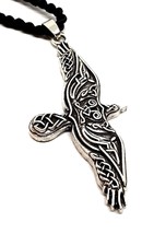 Raven Crow Necklace Pendant Flying Morrigan Celtic Norse-Pagan Viking Cord Lace - £7.86 GBP