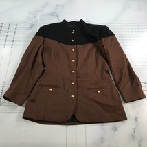 Vintage Compagnie NY Jacket Womens 42 Brown Black Gold Button Down France - $32.37